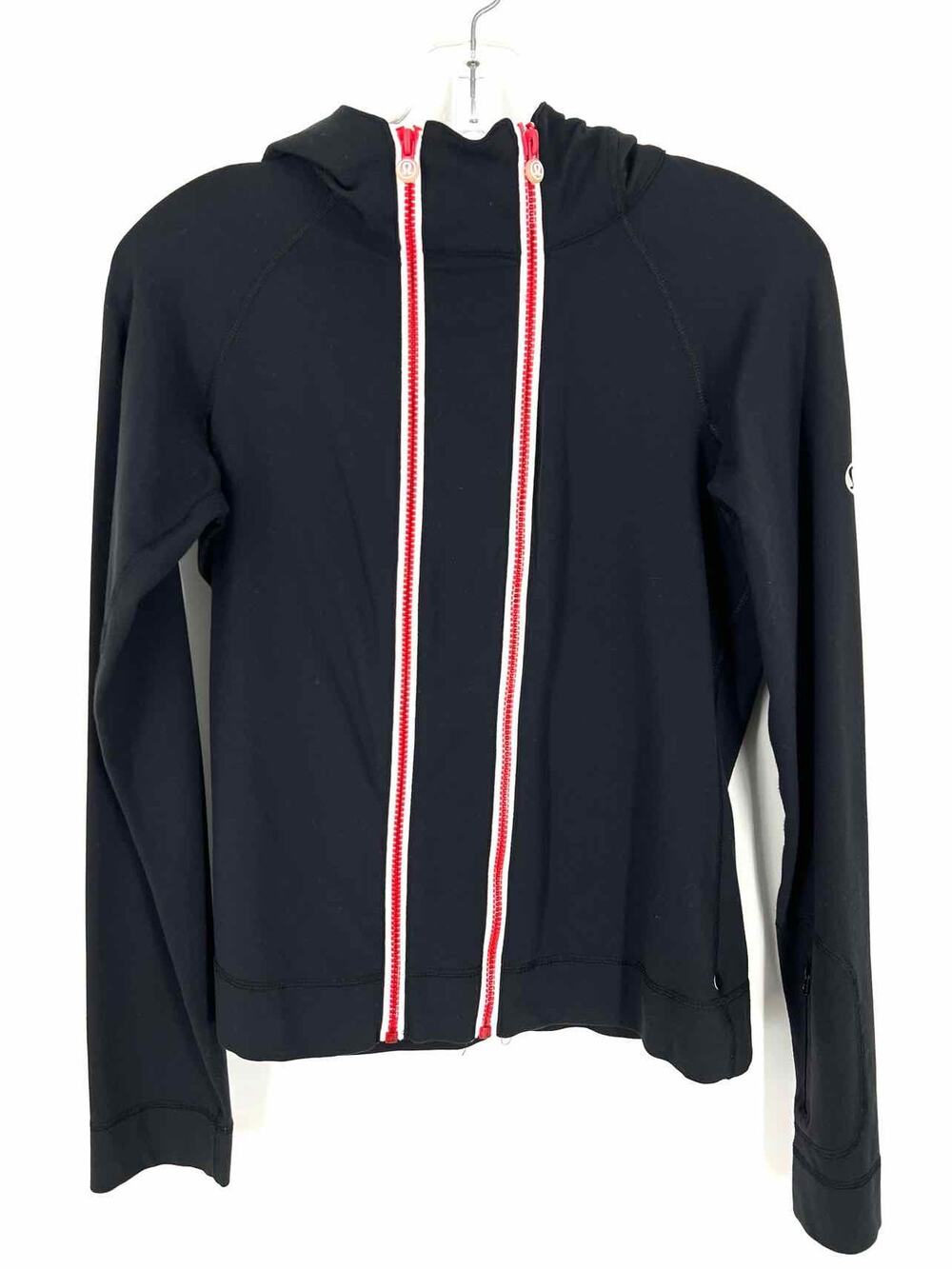 Lululemon Athletica Size 6 Bk/Wh/Rd Hooded Vintage Designer Jacket